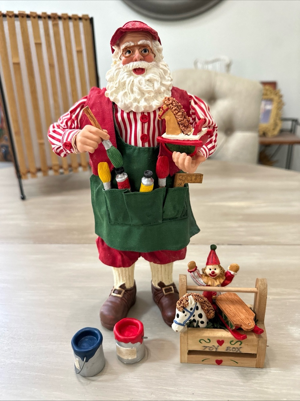 Kirkland Signature Fabric Mache Santa Painter Christmas